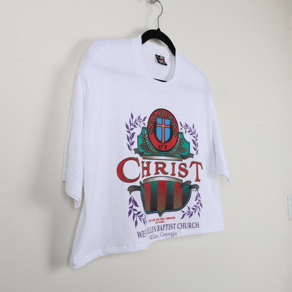 Vintage 90s Religious Soldiers of Christ Jesus God Graphic Cropped 
