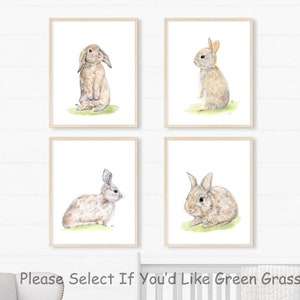Bunny Nursery Prints Bunny Nursery Art, Baby Bunny Rabbit Nursery Decor, Girl Nursery Girls Room Wall Art, Original Watercolor Art Set of 4