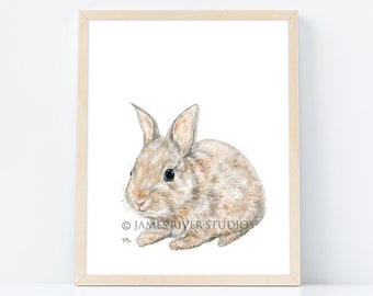 Bunny Rabbit Art Bunny Rabbit Print. Bunny Rabbit Watercolor Painting Little Rabbit Wall Art Small Bunny Painting Bunny Nursery Bunny Art