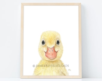 Duck Art Portrait Duck Print Duck Painting, Baby Duck Watercolor Duck Nursery Neutral Nursery, Boy Room Girl Room Duck Wall Art Duck Decor.