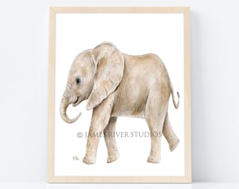 Elephant Nursery Art Elephant Nursery Print Baby Elephant Print Elephant Play Room Decor Boys Room Girls Room Childs Room Elephant Wall Art