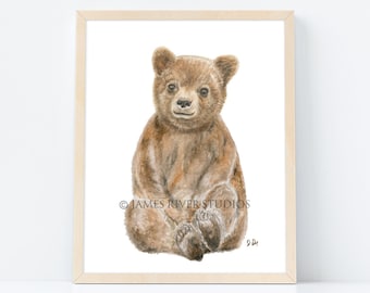 Bear Art Bear Painting Bear Print. Bear Watercolor Painting Animal Watercolor Print Bear Nursery Art Bear Watercolor Art Baby Bear Cub Art