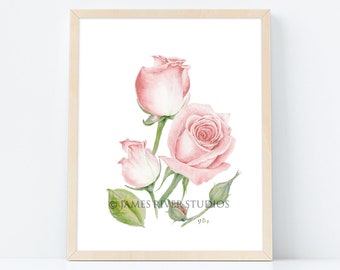 Roses Painting Rose Print Rose Art Rose Watercolor Rose Wall Art Rose Decor Rose Wall Decor Red Rose Painting Pink Rose Watercolor Print Art