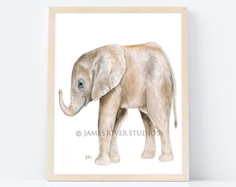 Elephant Art Elephant Print Elephant Painting Baby Elephant Watercolor Elephant Nursery Boy Room Girl Room Elephant Decor Elephant Wall Art.
