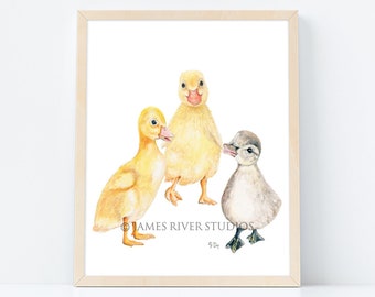 Duck Art Duck Painting Duck Art Print. Duck Watercolor Painting Duck Nursery Art Yellow Duck Decor Bird Nursery Art Bird Nursery Print Art.