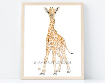Giraffe Watercolor Print Giraffe Baby Watercolor Giraffe Art Baby Giraffe Nursery Art Boys Room Wall Art Girl Room Large Poster Large Print