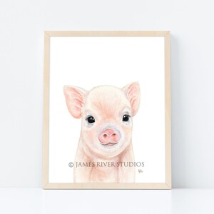 Pig Art Portrait Pig Print Pig Painting, Baby Pig Watercolor Pig Nursery Pig Nursery Wall Art, Original Piglet Portrait Decor.