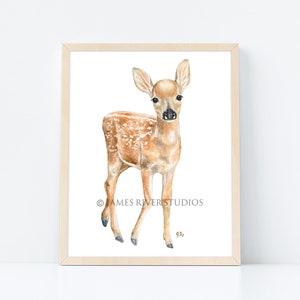 Deer Art Deer Painting Deer Print. Baby Deer Watercolor Baby Animal Painting Baby Deer Nursery Art Woodland Animal Forest Animal Fawn Decor.