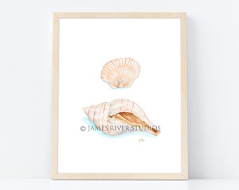 Shells Art Seashells Art Seashells Painting Seashells Print. Seashells Watercolor Painting Ocean Art Ocean Decor Coastal Art Beach Art Print