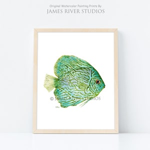 Tropical Fish Art Fish Painting Fish Print. Tropical Painting Fish Watercolor Painting. Beach Decor Sea Green Fish Art Coastal Design Art.