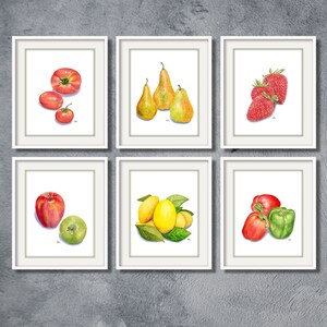 Kitchen Art Kitchen Prints Kitchen Paintings Kitchen Wall Decor Kitchen Wall Art Kitchen Watercolor Painting Fruit Vegetable Print Set of 6.