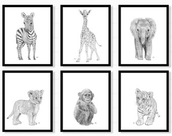 Black and White Nursery Prints Black White Nursery Art, Safari Animal Nursery Wall Decor Neutral Nursery Art, Jungle Childs Bedroom Prints 6