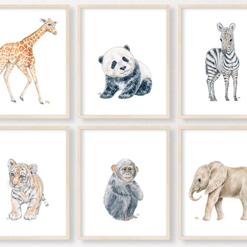 Baby Zoo Animal Prints Zoo Nursery Wall Art Neutral Baby | Etsy