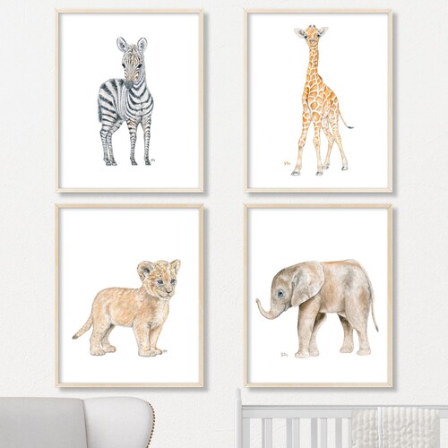 Baby Zoo Animal Prints Zoo Nursery Wall Art Neutral Baby | Etsy