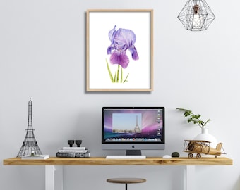Iris Watercolor Iris Painting Iris Art Iris Print Iris Wall Decor Iris Wall Art Purple Iris Blue Iris Decor Iris Poster Iris Large Print.