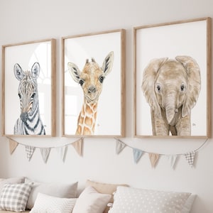 Safari Nursery Decor, Safari Nursery Prints, Safari Baby Animal Prints for Nursery, Nursery Wall Art, Safari Animals Nursery Art 3 Prints