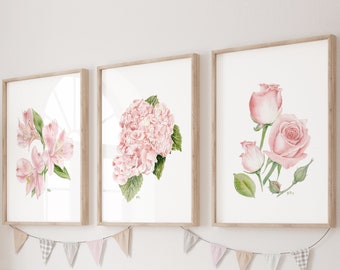 Floral Nursery Decor Floral Nursery Prints, Flower Nursery Decor Flower Nursery Prints, Flower Nursery Wall Art Botanical Nursery Art Set 3