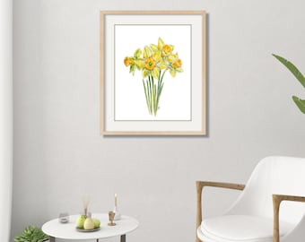 Daffodil Watercolor Painting Daffodil Art Print. Daffodil Painting Daffodil Print Yellow Daffodil Poster Daffodil Decor Daffodils Wall Art.