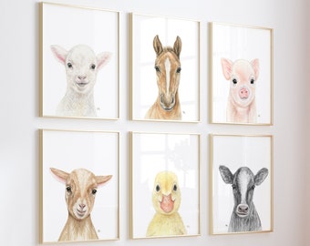 Farm Nursery Decor Farm Nursery Prints, Farm Nursery Art Farm Nursery Wall Art, Farm Baby Animal Nursery Farm Animal Nursery Print Set of 6.