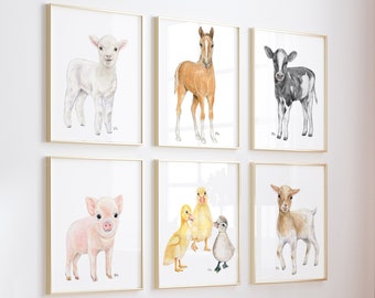 Farm Animal Nursery Prints Farm Nursery Art Farm Nursery Decor Farm Nursery Wall Art Baby Animal Nursery Signed Original Watercolor Prints 6