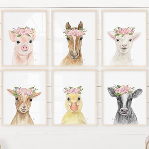 Farm Nursery Decor Farm Nursery Prints, Farm Nursery Art Farm Nursery Wall Art, Farm Baby Animal Nursery Farm Animal Nursery Flower Crown 6