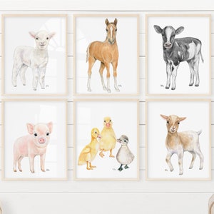 Farm Animal Nursery Prints Farm Nursery Art Farm Nursery Decor Farm Nursery Wall Art Baby Animal Nursery Signed Original Watercolor Prints 6 image 2