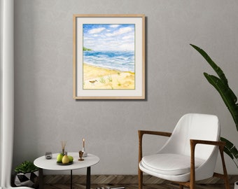 Sandpiper Painting Sand Dune Art Beach Grass Painting Beach Art Print. Sea Bird Art Sailing Painting Beach Sand Art Ocean Wall Art Sea Print