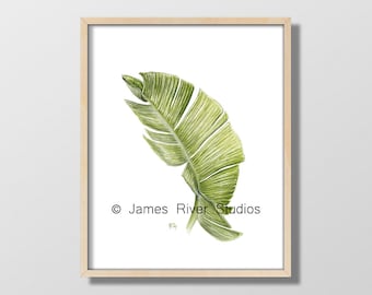 Banana Leaf Print Tropical Banana Leaf Art Botanical Banana Leaf Wall Art Banana Leaf Decor Green Banana Leaf Botanical Watercolor Art Print