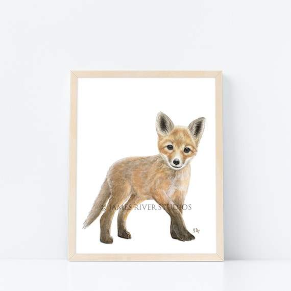 Fox Art Fox Painting Fox Print Baby Fox Watercolor Baby Animal Painting Baby Fox Nursery Art Children Art Woodland Animal Forest Animal Art