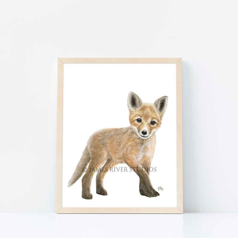 Fox Art Fox Painting Fox Print Baby Fox Watercolor Baby Animal Painting Baby Fox Nursery Art Children Art Woodland Animal Forest Animal Art bild 1
