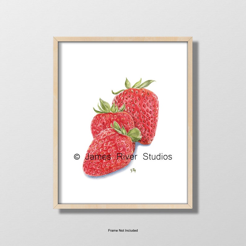Kitchen Art Kitchen Painting Kitchen Print Kitchen Watercolor Kitchen Fruit Prints Vegetable Wall Art Strawberries Peppers Apples Set of 3. image 5