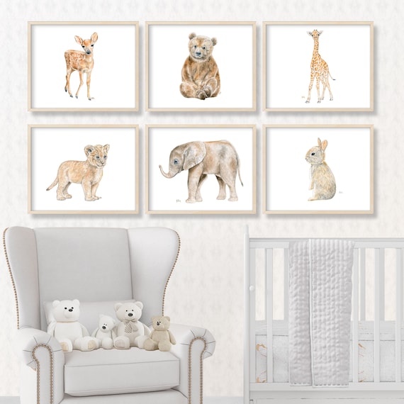 Animal Nursery Art Baby Animal Nursery Prints Animal Paintings Etsy