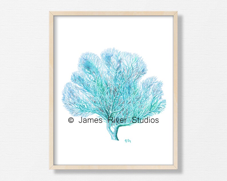 Blue Coral Art Blue Sea Coral Print Blue Ocean Coral Wall Art Etsy