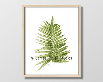 Fern Print Fern Art Fern Painting Tropical Fern Watercolor Botanical Fern Wall Art Fern Wall Decor Green Fern Plant Art Modern Fern Print