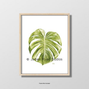 Monstera Print Monstera Art Monstera Leaf Print Monstera Leaf Art Monstera Painting Green Monstera Wall Art Tropical Monstera Watercolor Art