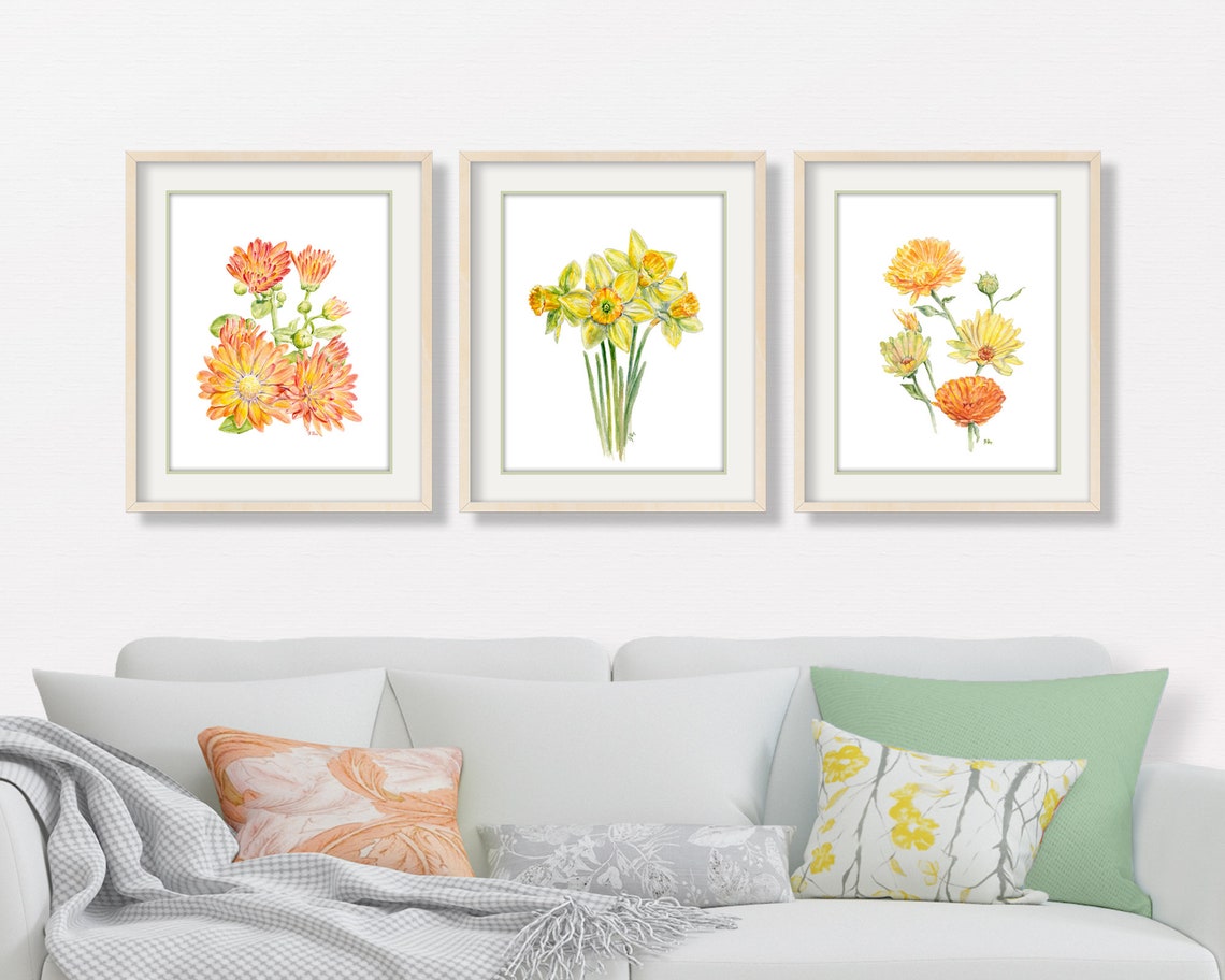 Yellow Flower Painting Flower Watercolor Flower Print Yellow Floral ...