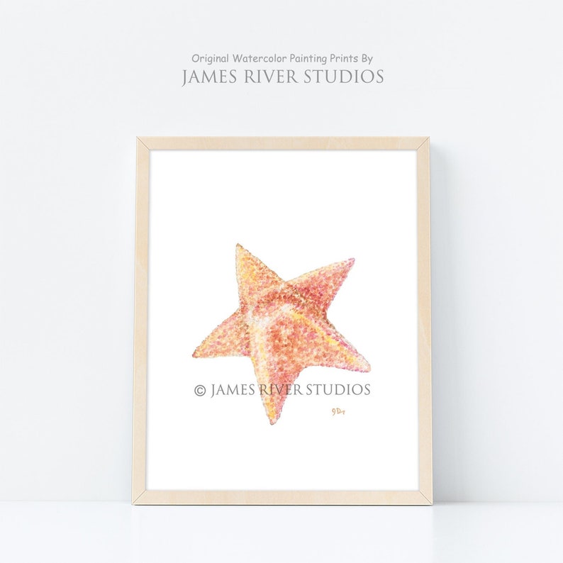 Starfish Art Starfish Painting Starfish Print From Original Starfish Watercolor Painting. Starfish Beach Art Beach Decor Ocean Decor Print. image 1