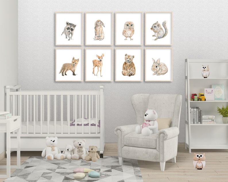 Woodland Animal Prints Forest Animal Prints Woodland Nursery Etsy