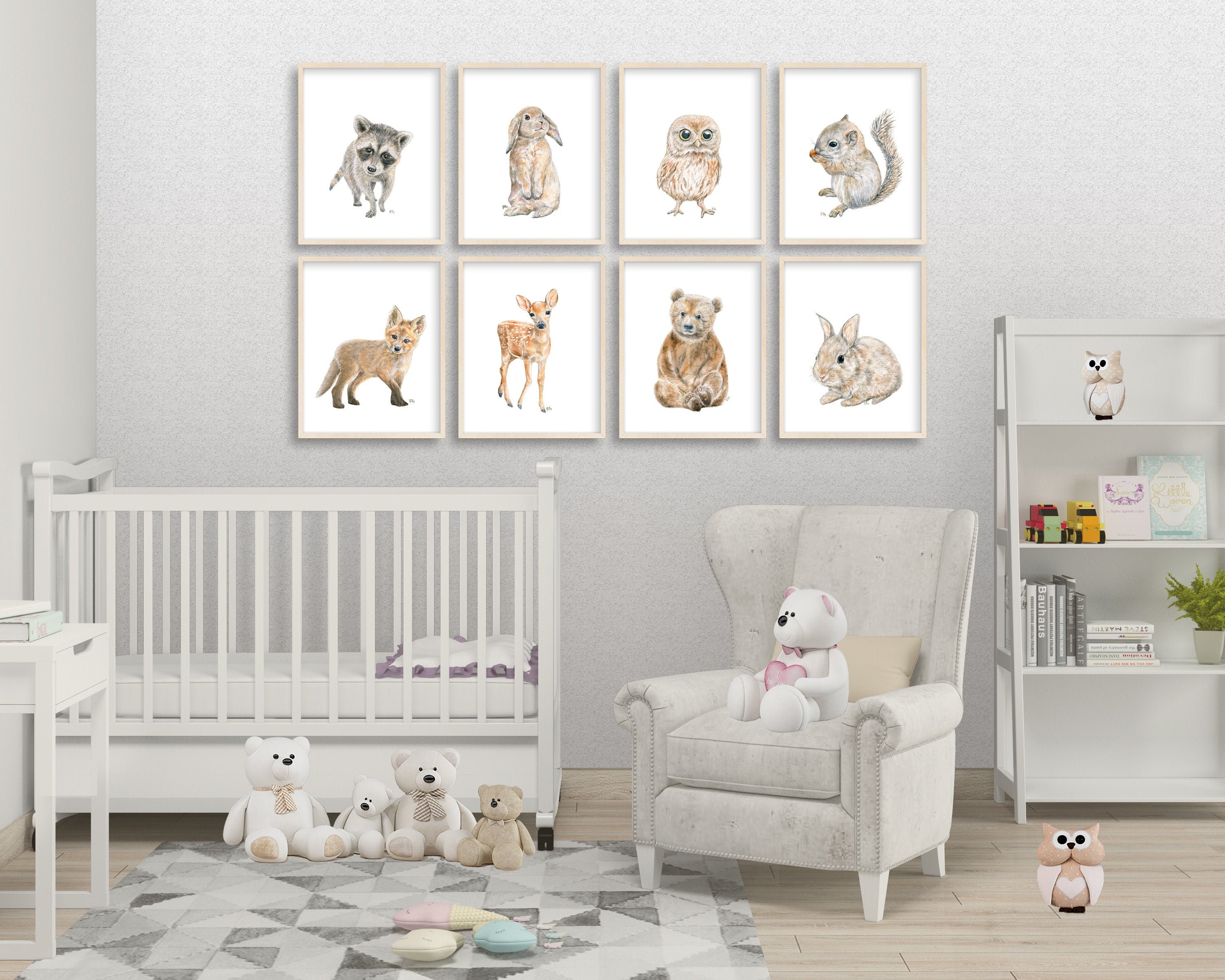 Woodland Animal prints Forest Animal Prints Woodland Nursery Etsy