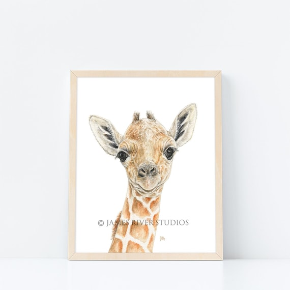 Giraffe Art Portrait Giraffe Print Giraffe Painting Baby Giraffe Watercolor Giraffe Nursery Boy Room Girl Room Giraffe Wall Art Decor