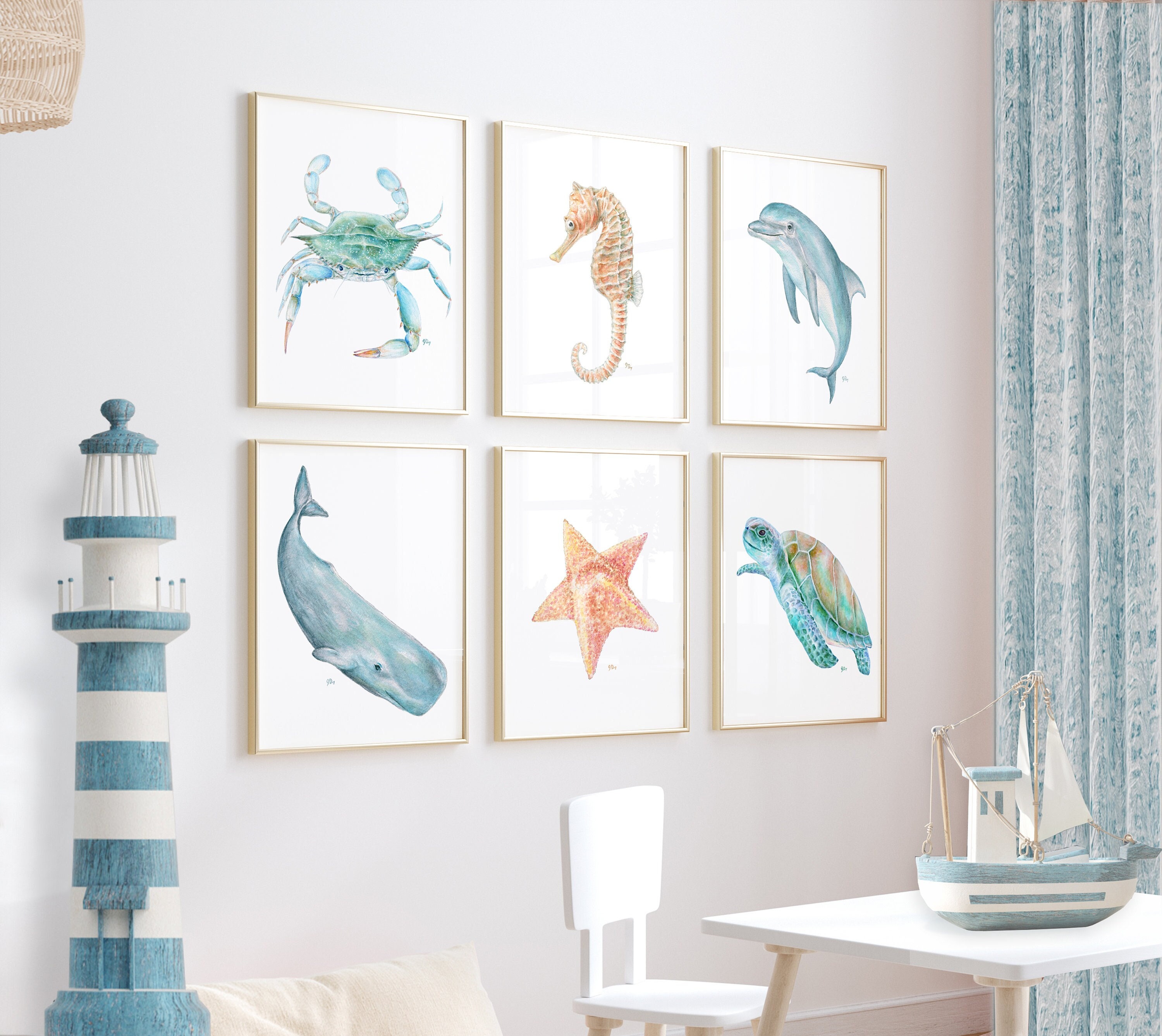 Ocean Nursery Prints Ocean Nursery Art Beach Nursery Prints Beach Nursery Art Sea Nursery Prints Nautical Nursery Art Ocean Animal Nursery 6