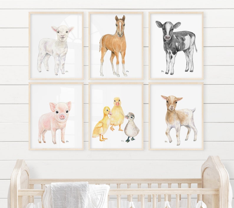 Farm Animal Nursery Prints Farm Nursery Art Farm Nursery Decor Farm Nursery Wall Art Baby Animal Nursery Signed Original Watercolor Prints 6 image 2