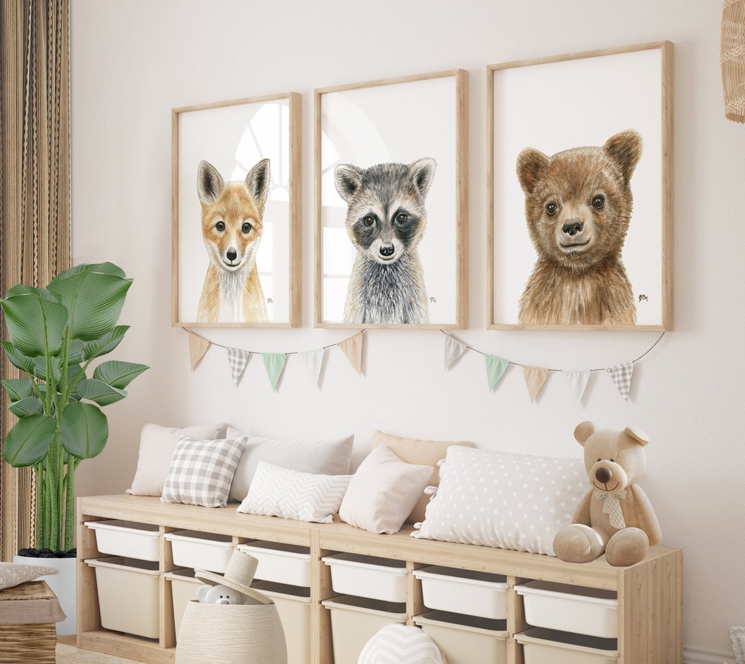 Woodland Nursery Decor, Woodland Nursery Prints, Woodland Baby Animal