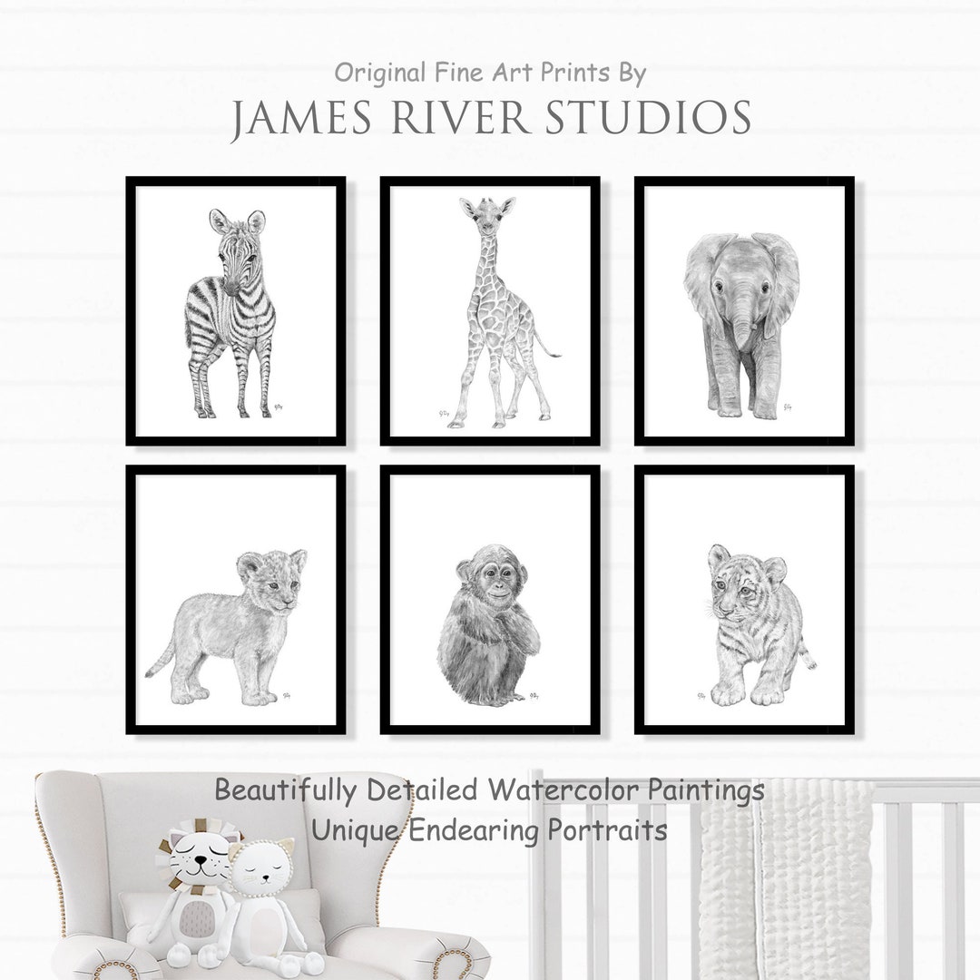 Black and White Nursery Prints Black White Nursery Art, Safari Animal ...