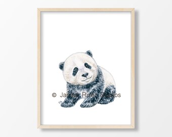 Panda Art Panda Print Panda Nursery Art Panda Decor Panda Wall Art Panda Watercolor Baby Panda Black White Panda Painting Panda Wall Decor.