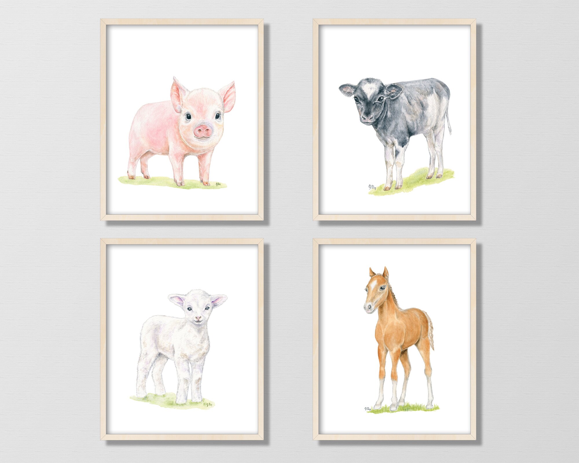 Farm Nursery Art Farm Animal Print Set of 4 Baby Animal | Etsy