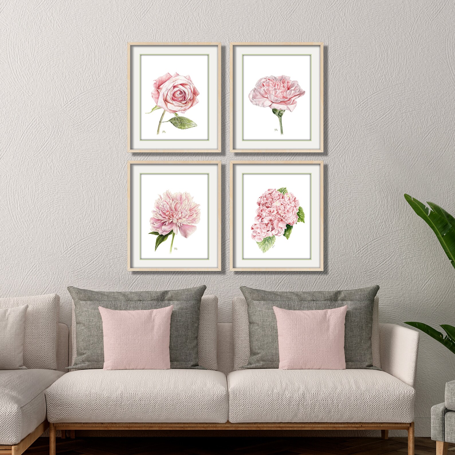 Flower Art Prints Set of 4 Floral Wall Art Watercolor | Etsy