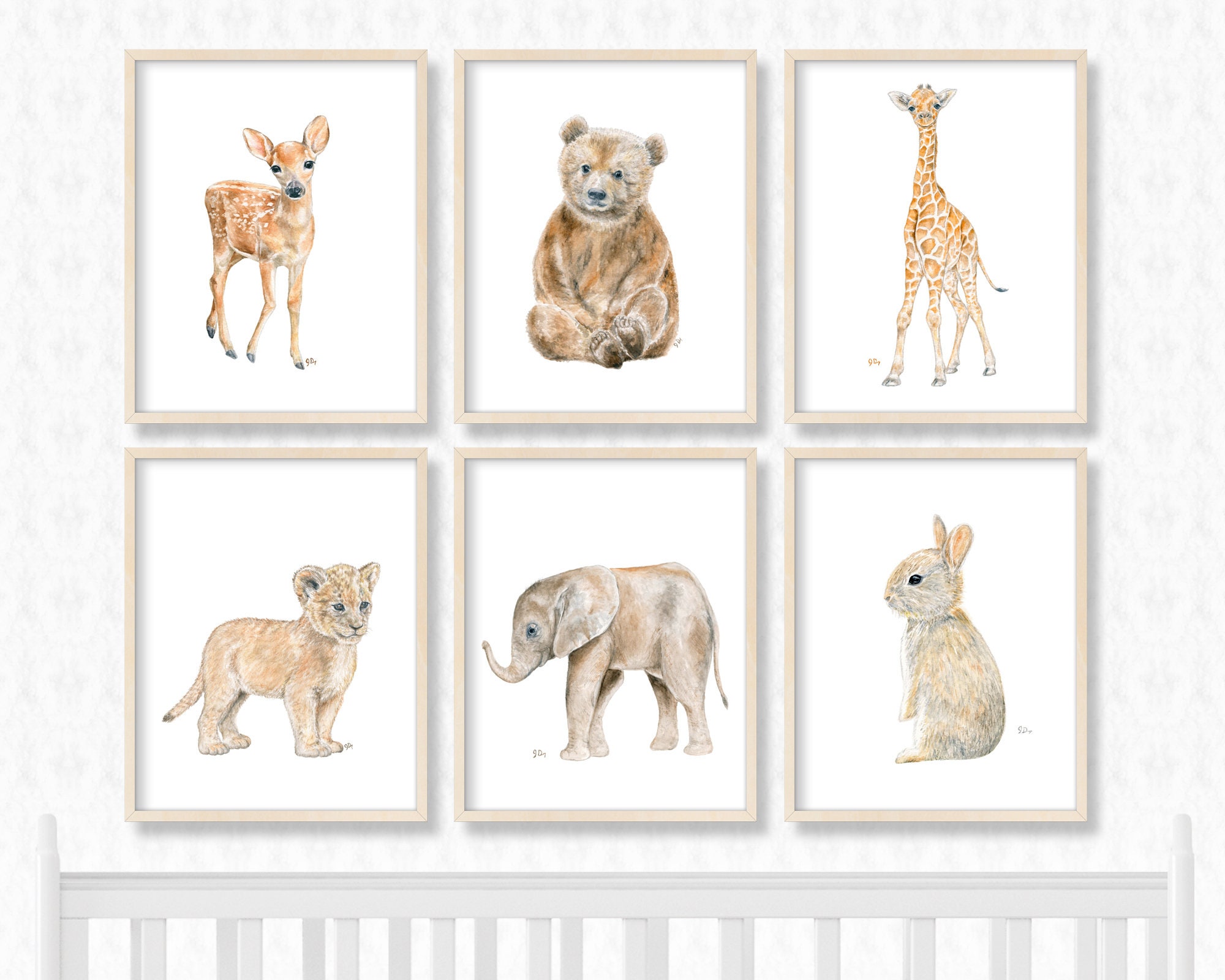 Animal Nursery Art Baby Animal Nursery Prints Animal Paintings Etsy