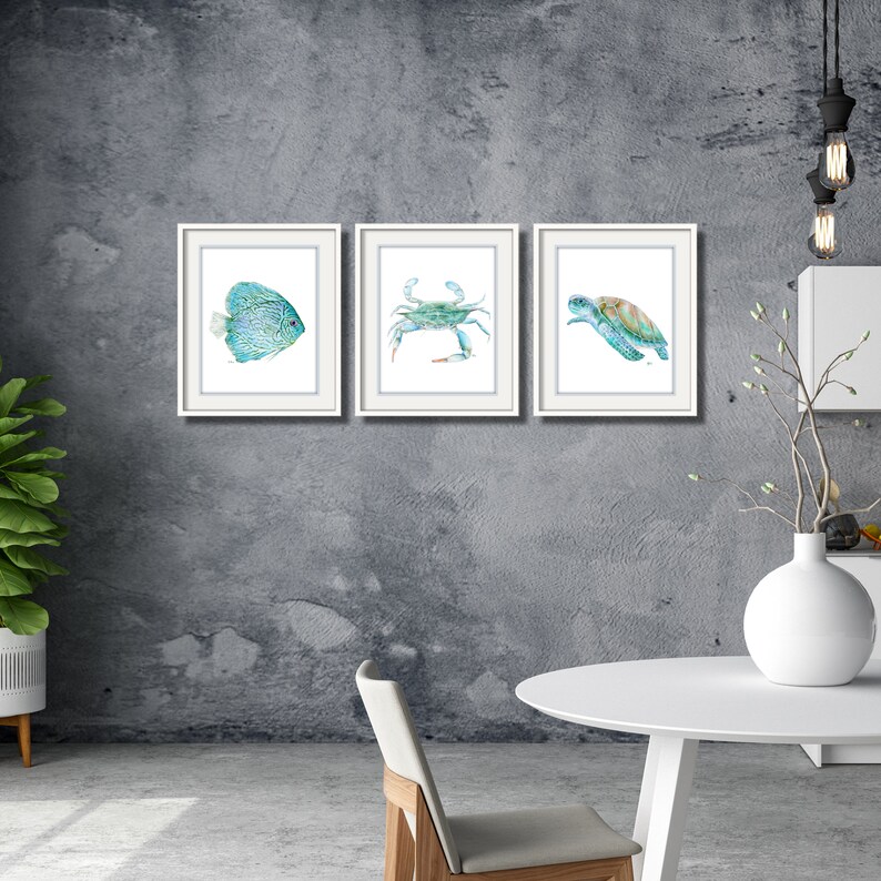 Coastal Art Beach Prints Set of 3 Unframed Ocean Watercolors Etsy