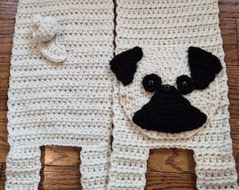 Handmade Crochet Pug Scarf